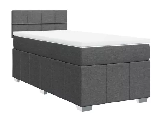 Sommier à lattes de lit et matelas Gris foncé 90x190 cm Tissu