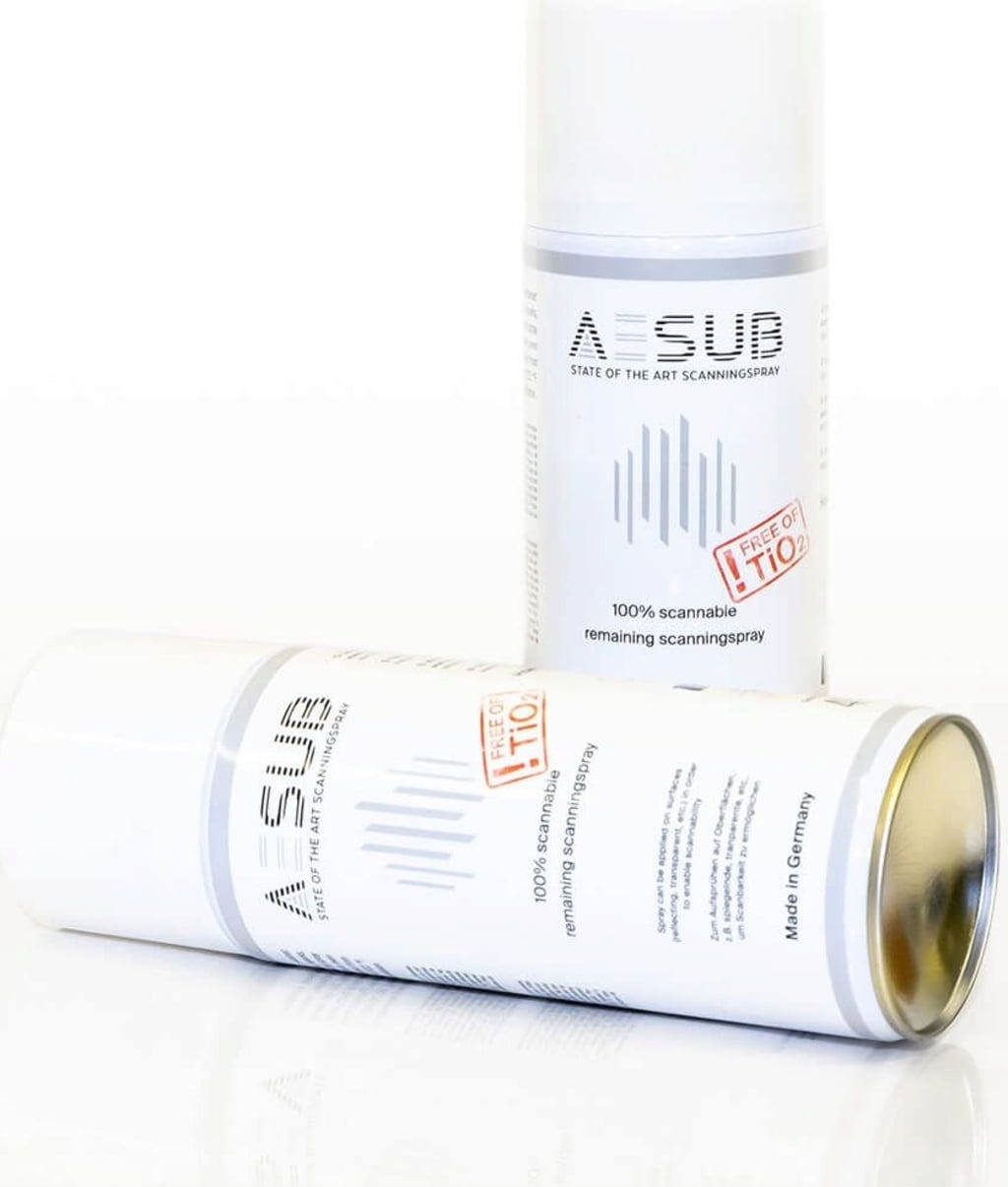 AESUB  White Scanningspray, 400 ml    Universelles, permanentes 3D Scanningspray für verbesserte Messung