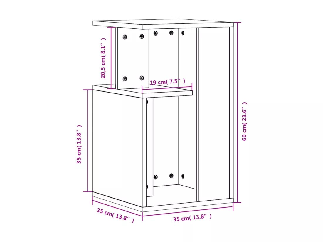 Table d'appoint blanc 35x35x60 cm bois d’ingénierie
