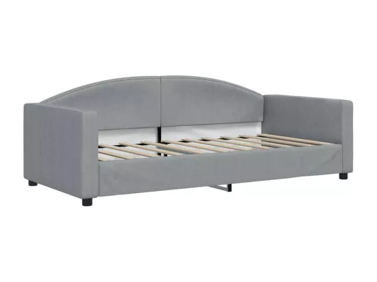 Lit de jour avec gigogne et matelas gris clair 90x190 cm tissu