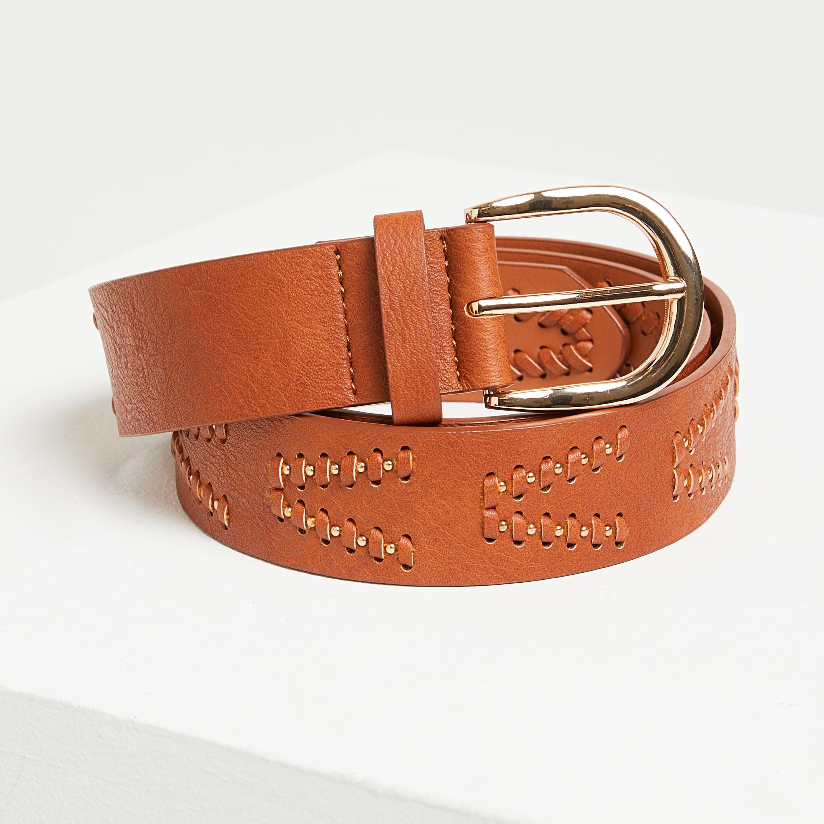 Ceinture fantaisie cloutée femme - CAMEL