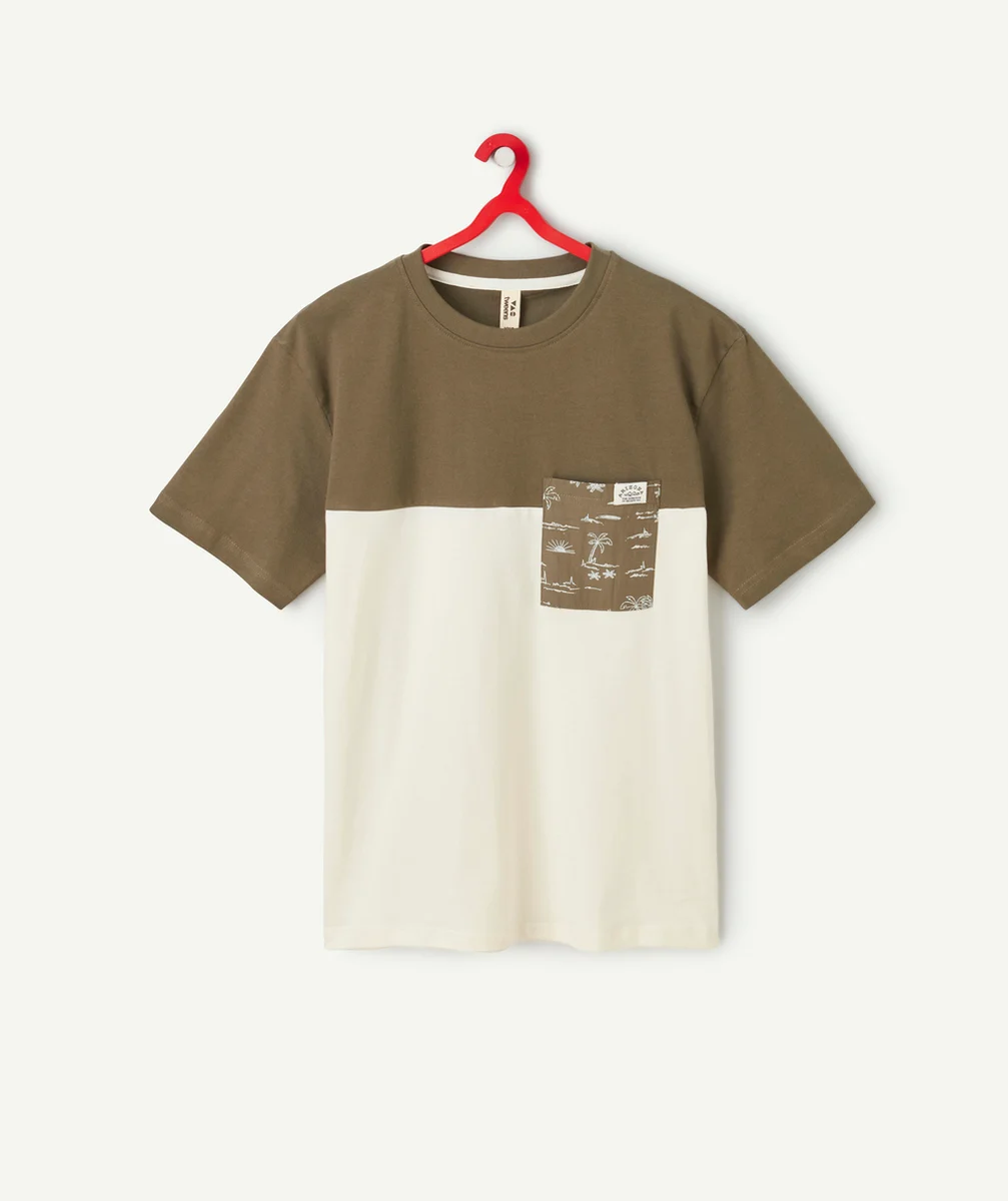 t-shirt manches courtes garçon en coton bio bi colore arizona avec poche
