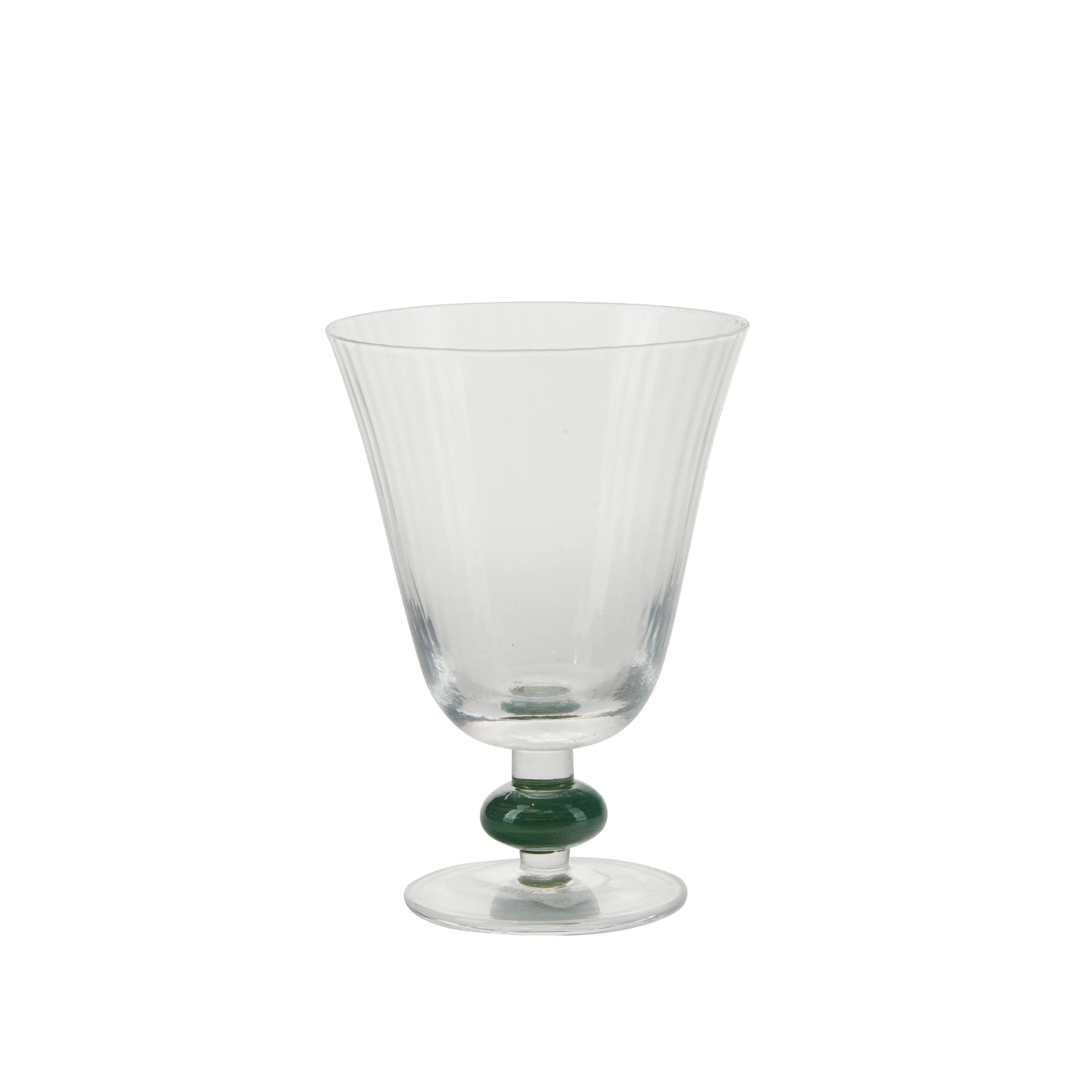 Bahne Interior  Garden drikkeglas på fod, klar/grøn - H13,5 cm.