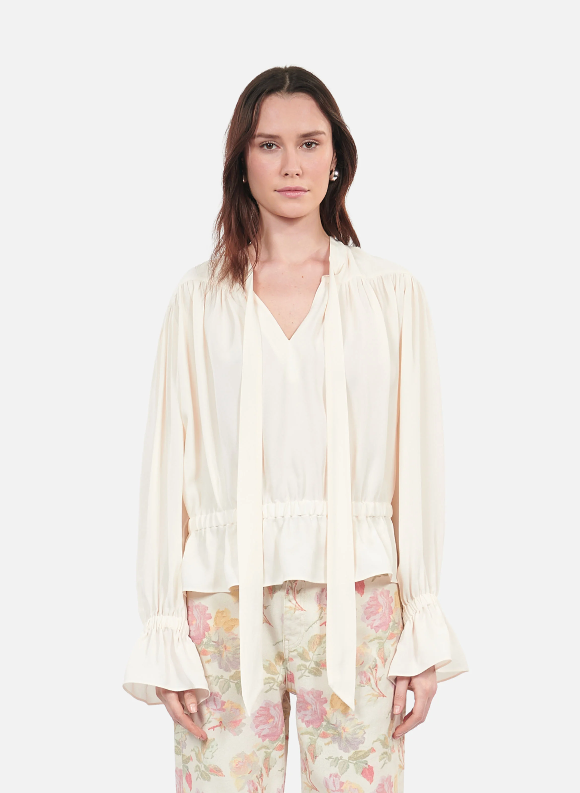 Top ample avec fronces | Blanc