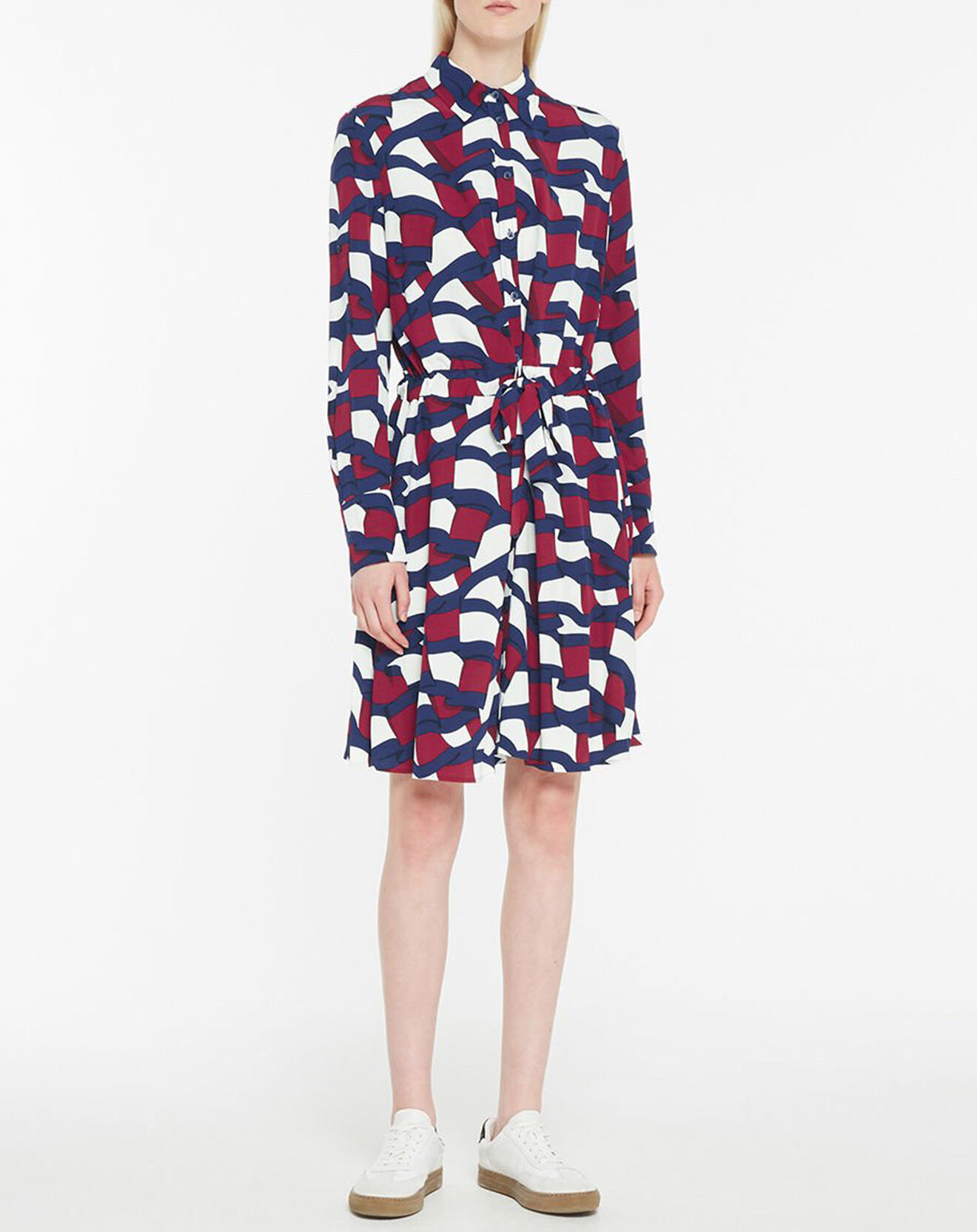 Tommy Hilfiger Robe chemise Fluide imprimée bleu/rouge/blanc