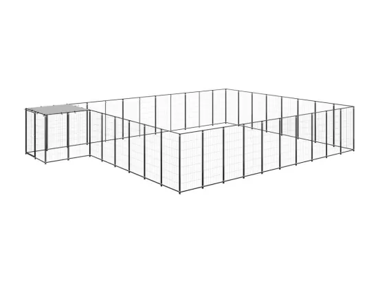 Chenil extérieur cage enclos noire 660 x 440 x 110 cm 02_0000514