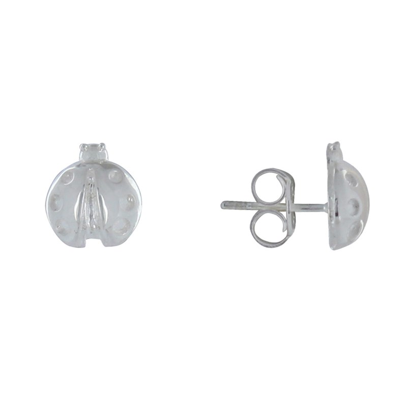 Boucles d'Oreilles Clous Argent Coccinelle