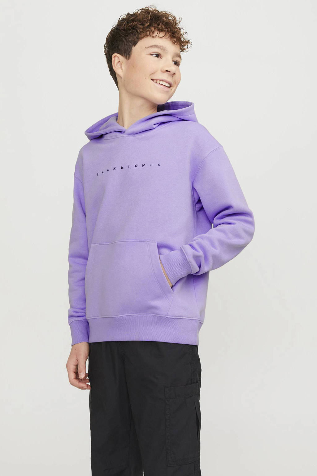JACK & JONES hoodie JJESTARmet tekst paars