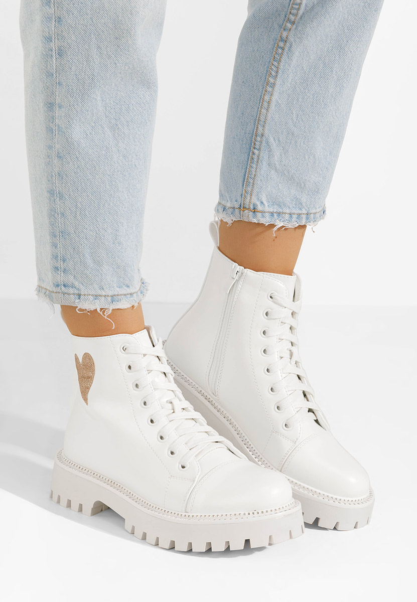 Bottines rangers femme blancs Lazaria