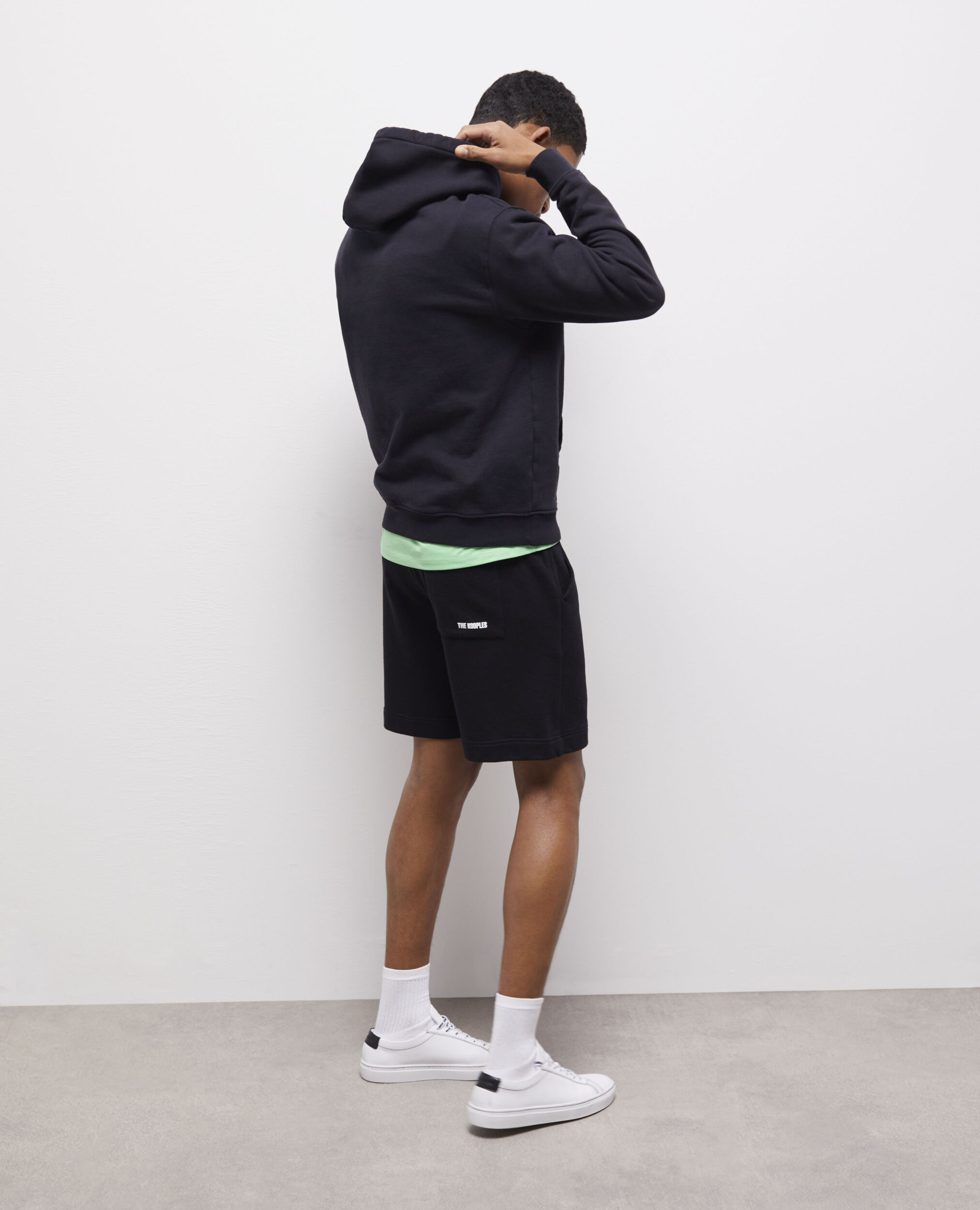 Sweat à capuche noir coton logo imprimé
