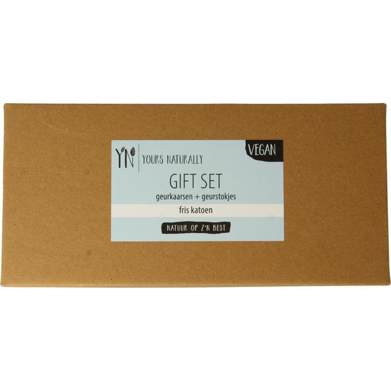 yours naturally Giftset 2 Geurkaars & 1x Geurstokjes Fris Katoen 1 Set