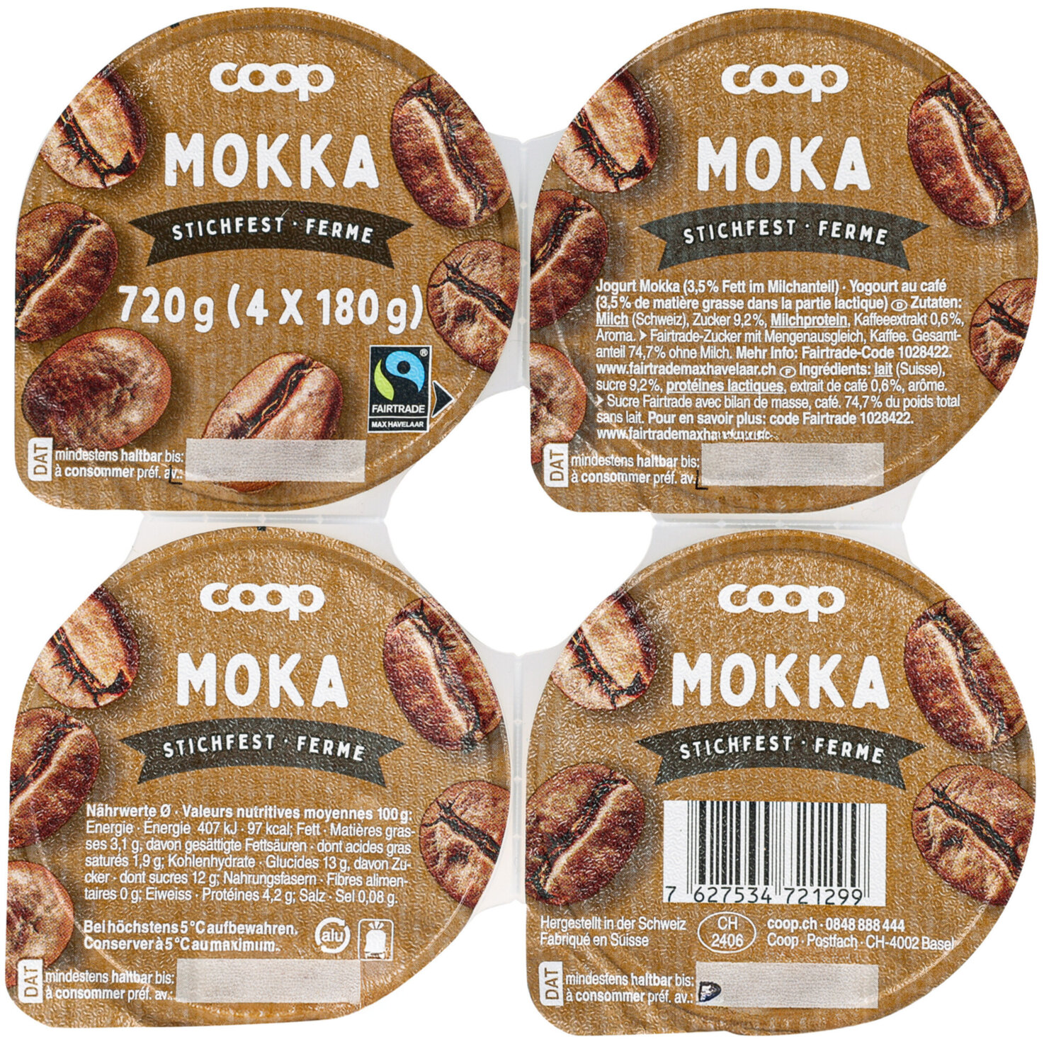 Fairtrade Joghurt Mokka 4x180g -