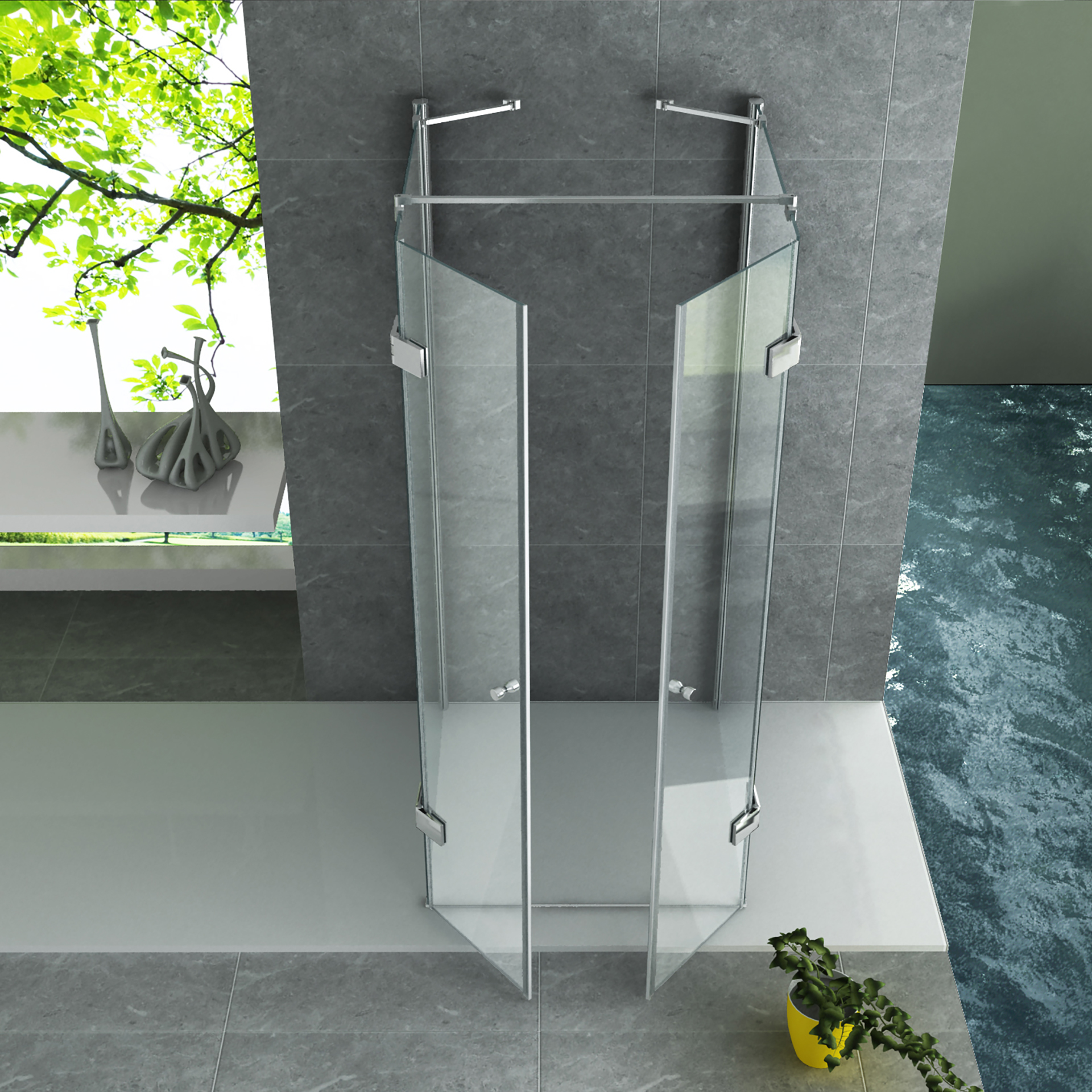 Sanigoods Snow douchecabine met 2 deuren 90x90cm chroom