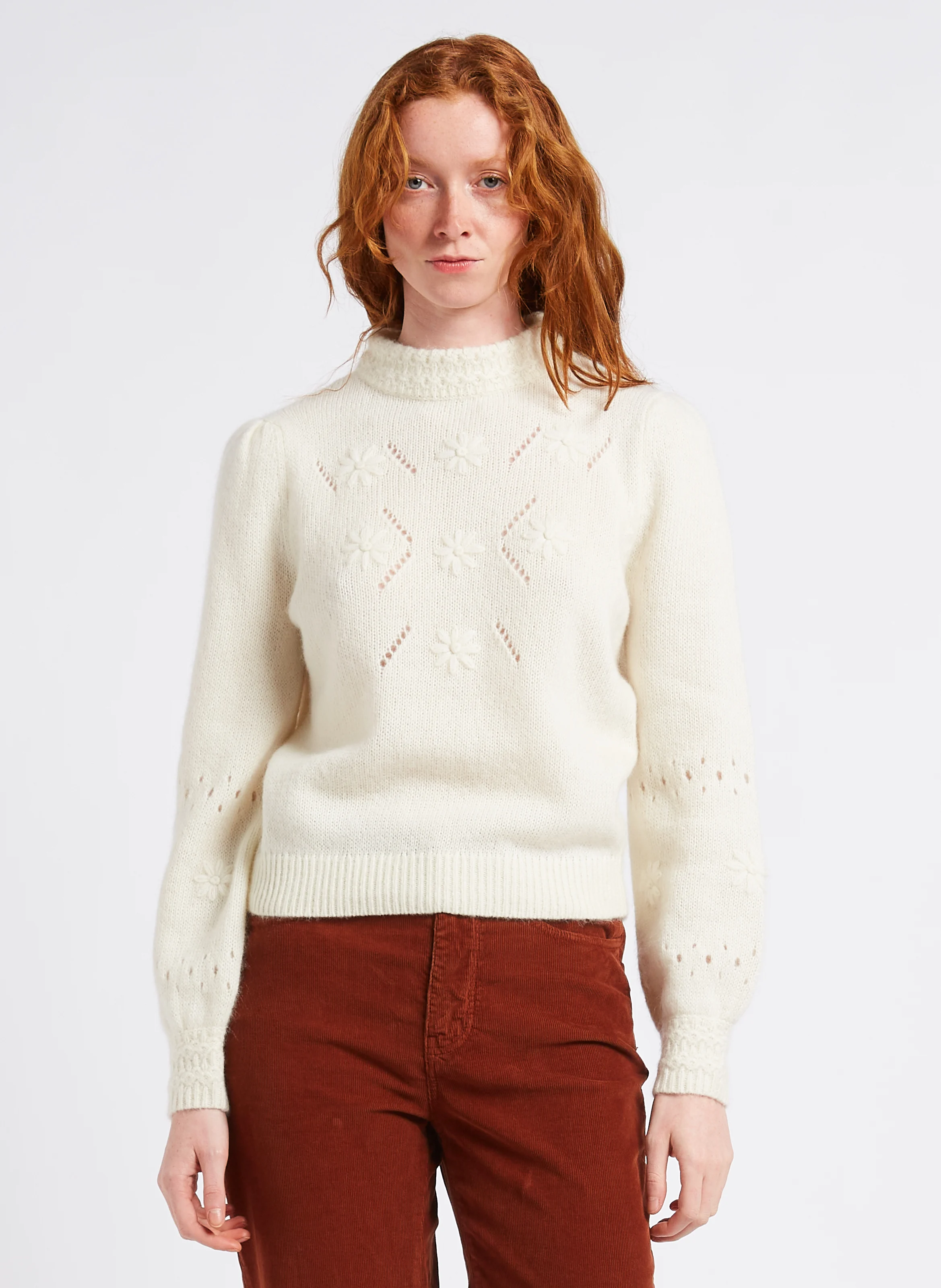 MINETTA - Pull droit en laine mélangée | Blanc
