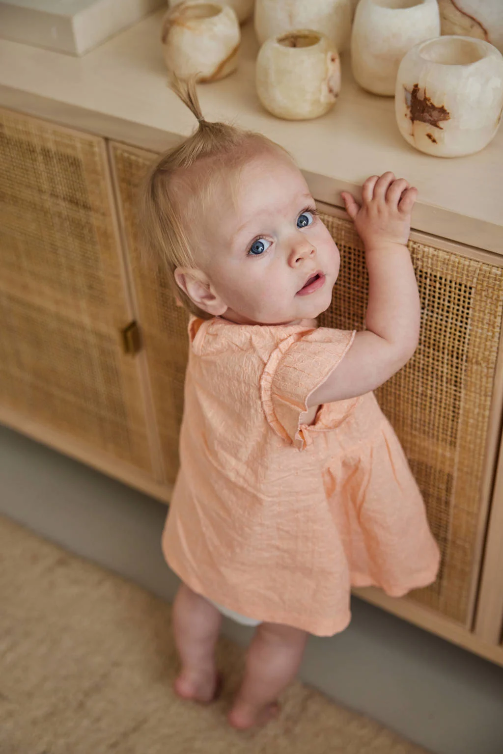 Dirkje korte jurk broderie oranje