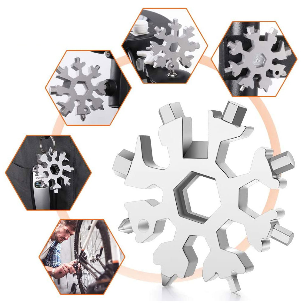 18in1 Multitool Werkzeug Edelstahl Schneeflocke Flaschenöffner / Schraubendreher   Schlüsselring