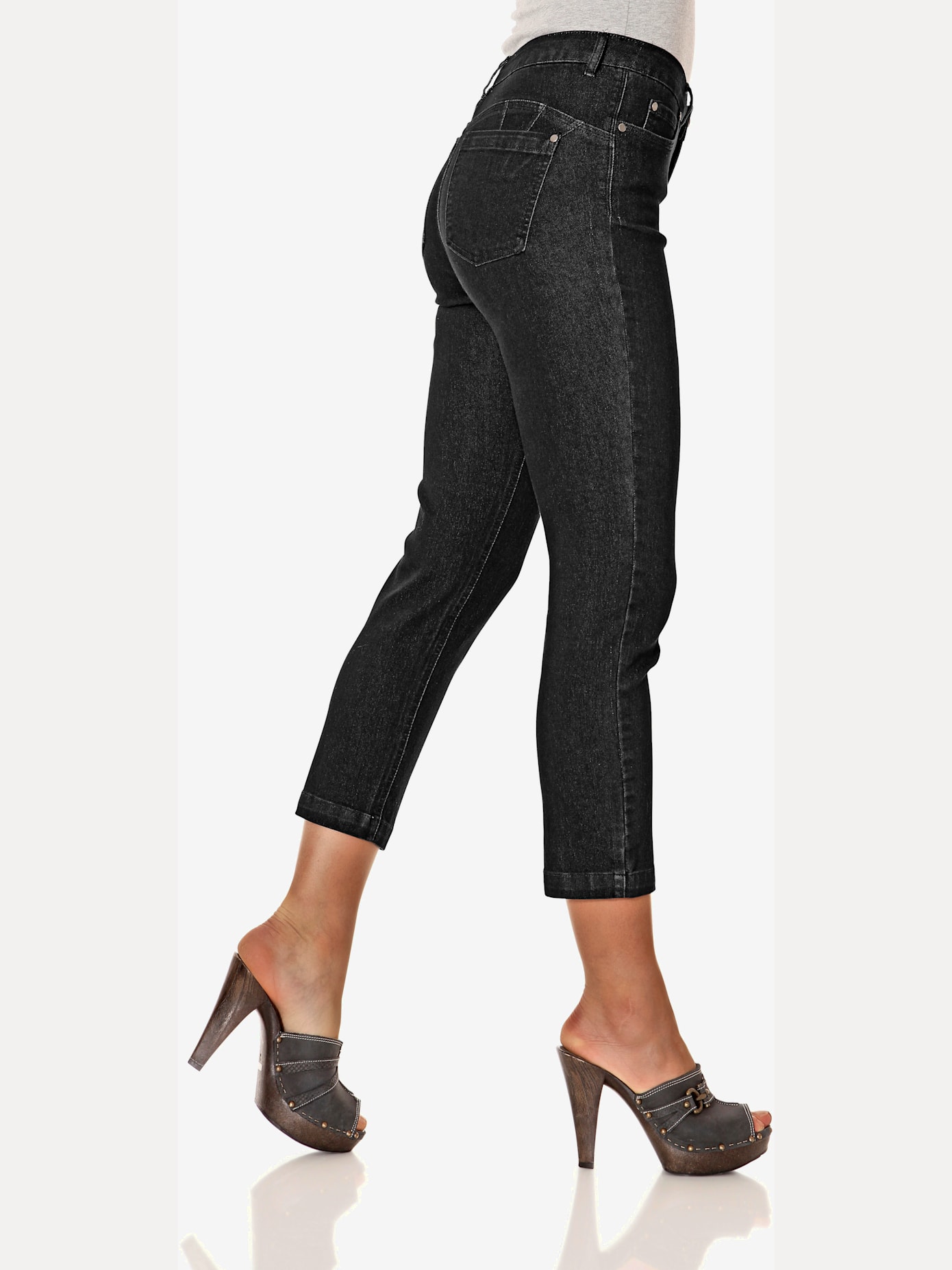 Jeans effet ventre plat longueur 7/8