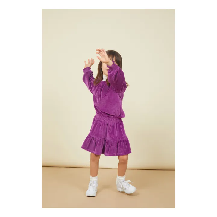 SMALLABLE BASICS Sweat Fille Col Rond en Velours | Rose fuschia