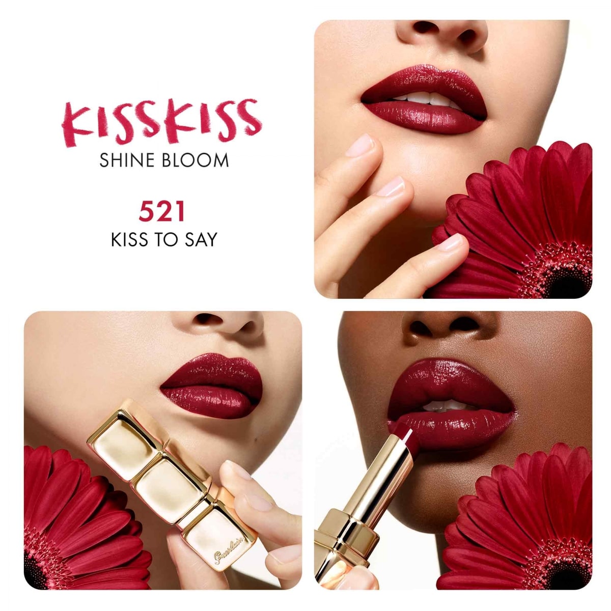 GUERLAIN KissKiss Shine Bloom Rouge brillant 95% d'ingrédients d'origine naturelle*