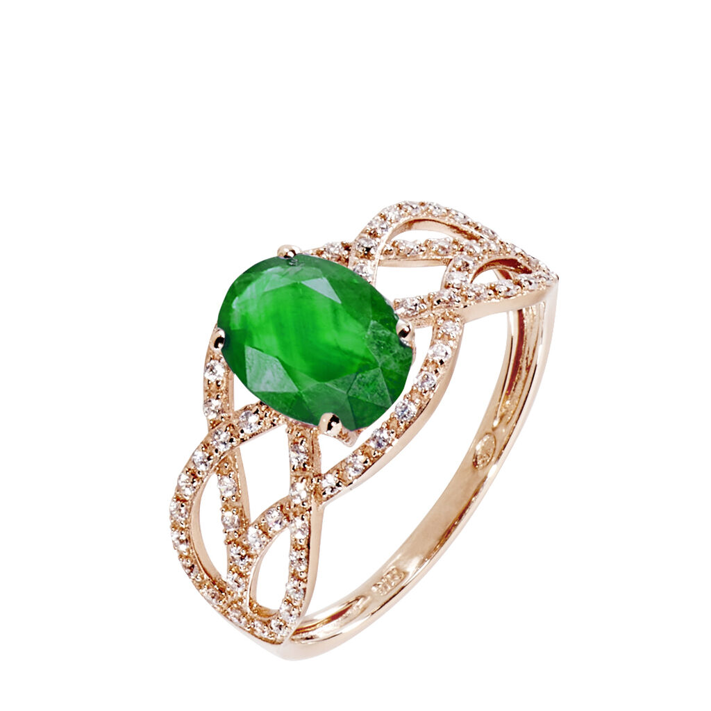 Bague Tina Or Rose Emeraude Et Diamant