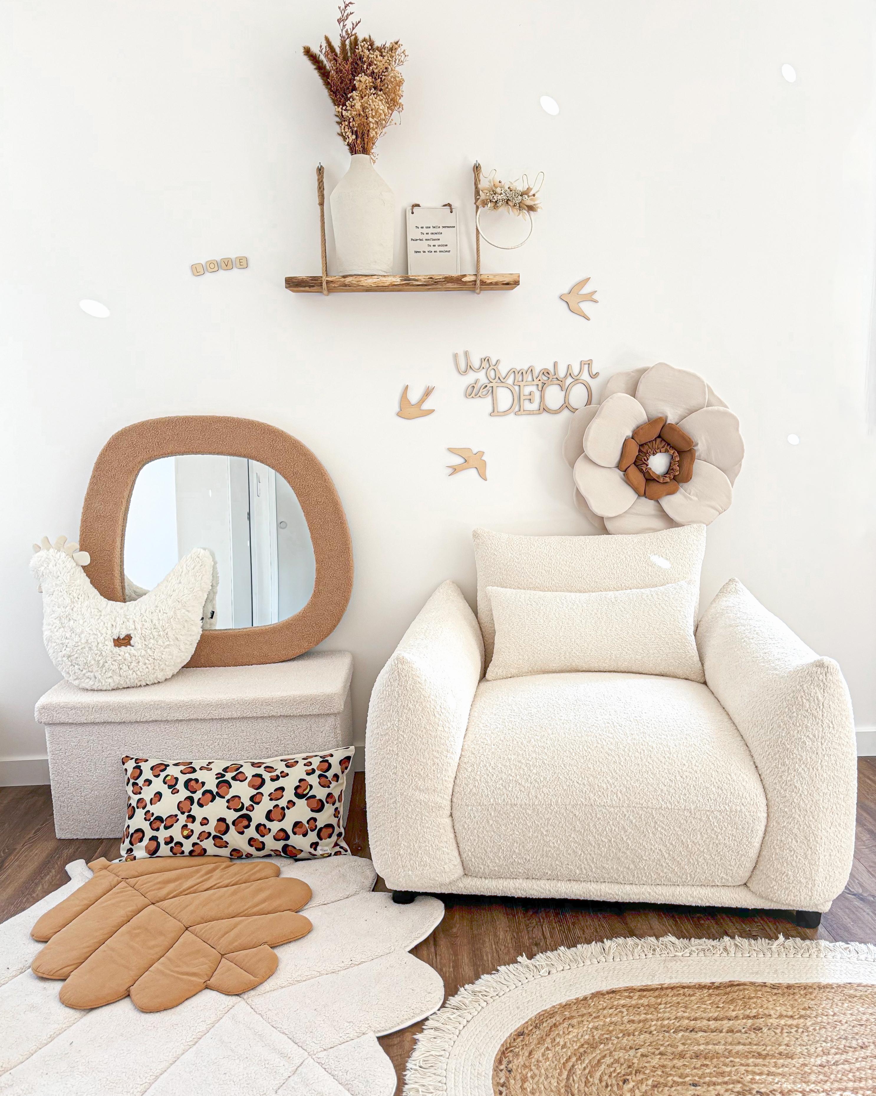 Fauteuil JAMSA Bouclé Gebroken wit