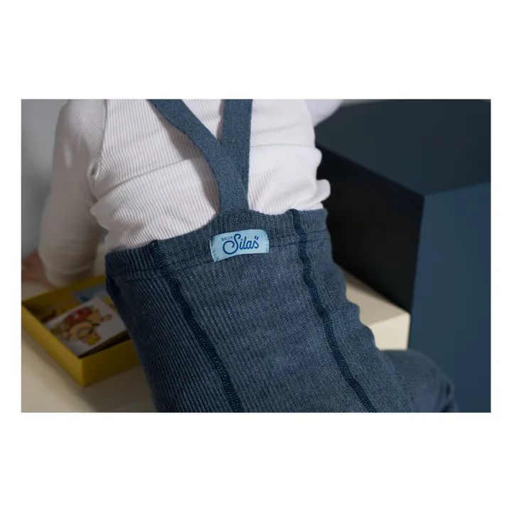 Silly Silas Collants à Bretelles Coton Bio Sans Pieds | Bleu azur