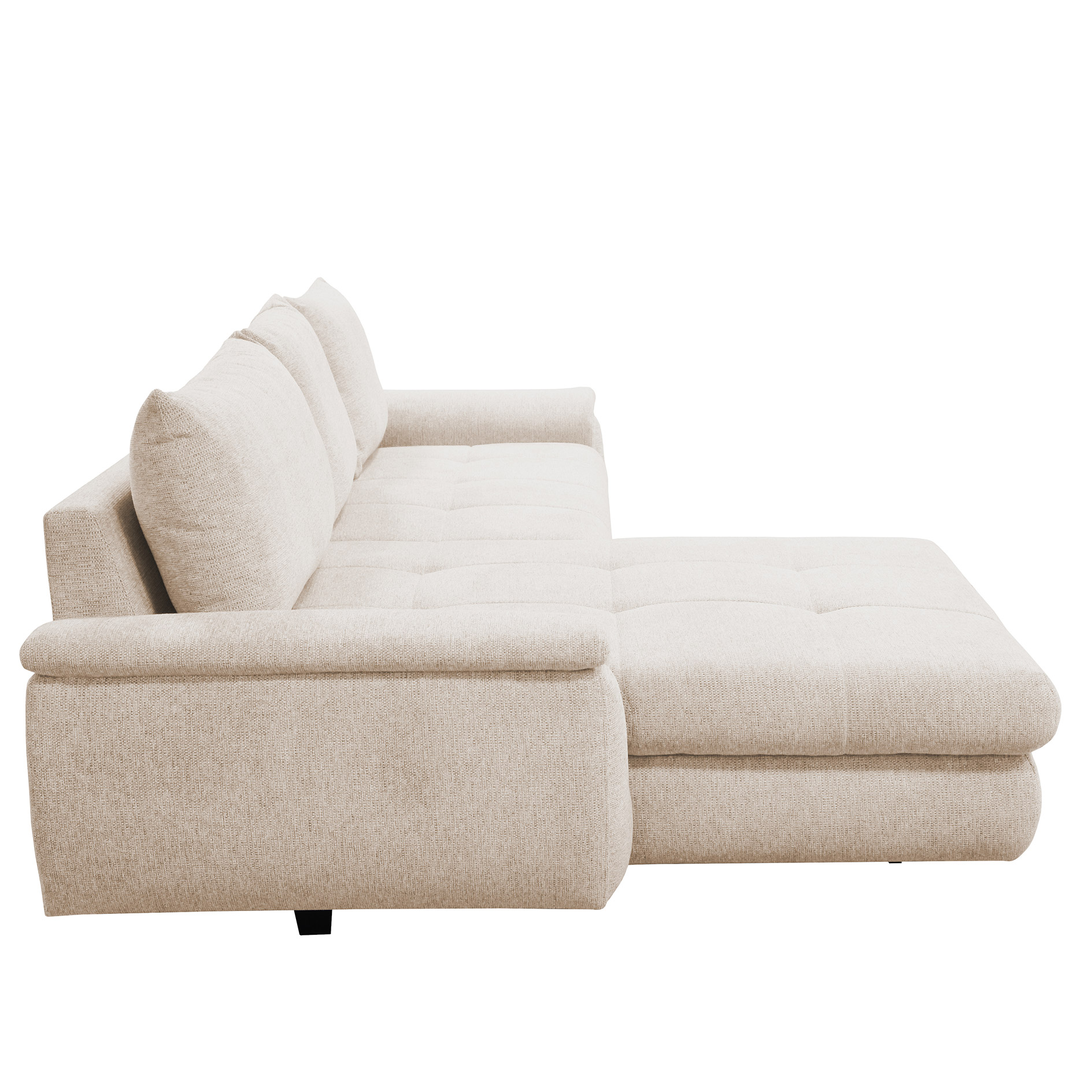Ecksofa - cream - mit Liegefunktion - Staukasten links