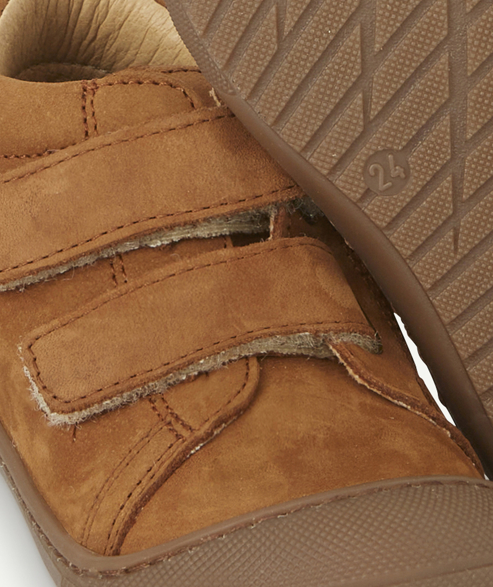 BOPYBOTTINES PREMIER PAS BÉBÉ EN CUIR MARRON AVEC SCRATCH