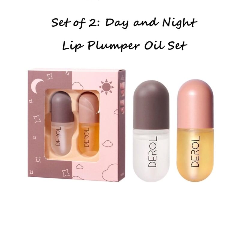 DEROL - Set van 2: Dag- en nacht lip plumper olieset