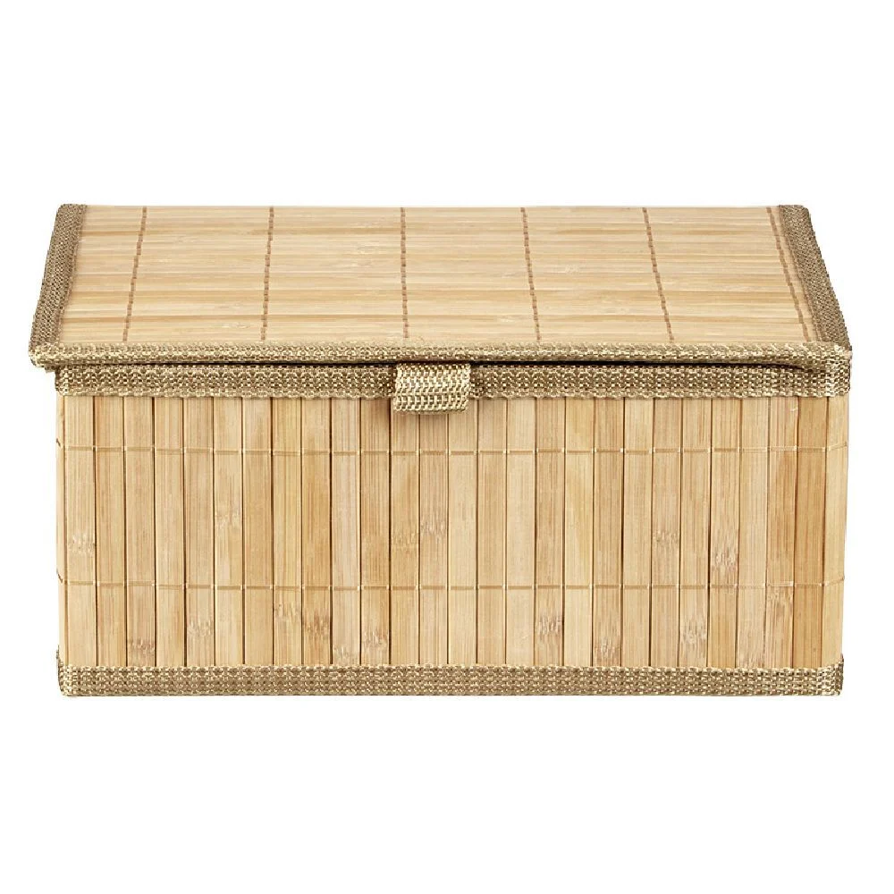 Boîte de rangement déco lattes en bambou L29 x L23 cm