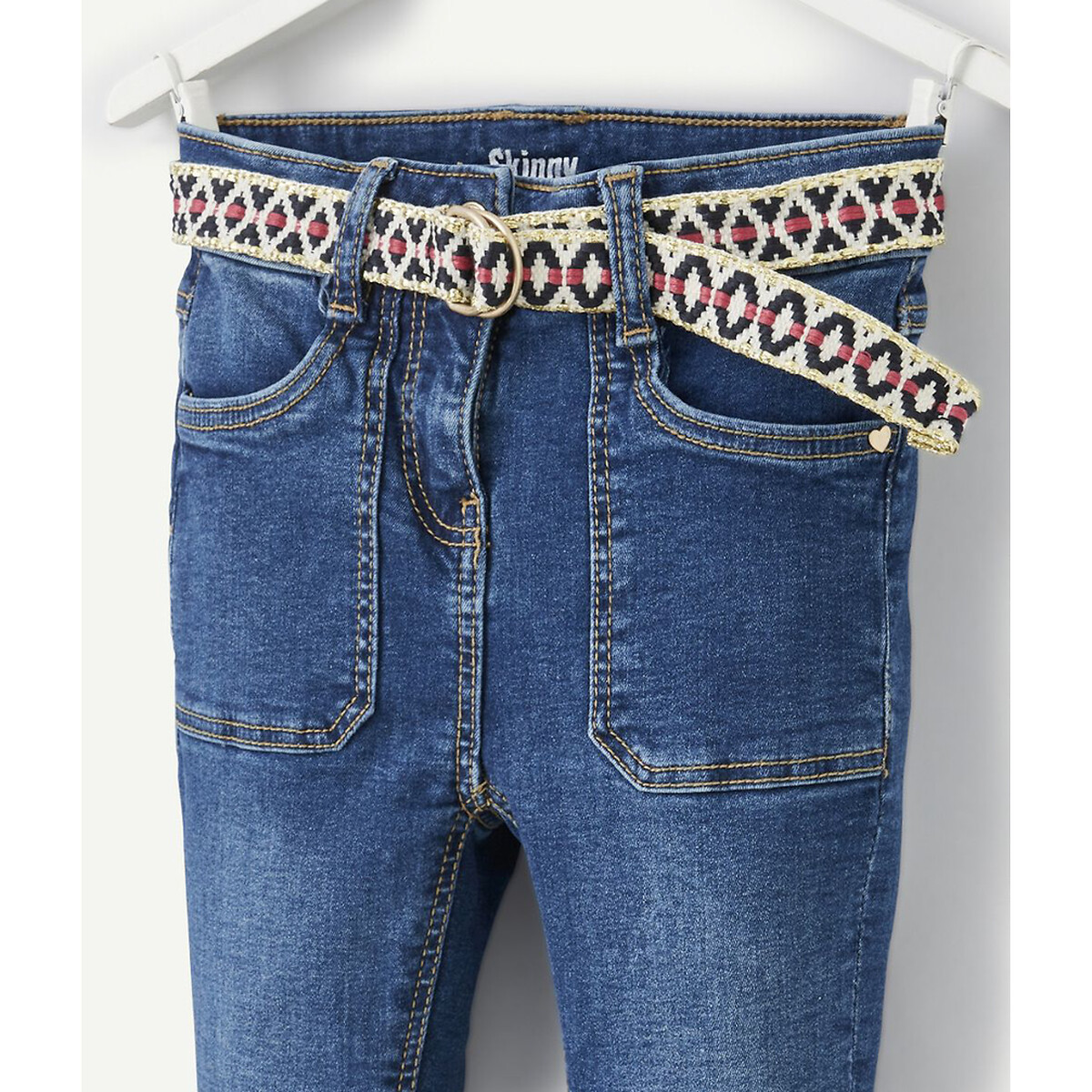 TAPE A L'OEIL<br>Calça jeans skinny com cinto trançado