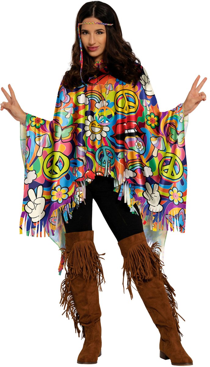 Hippie 60S Poncho Franjes