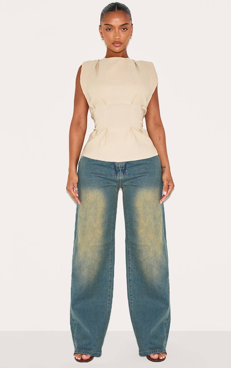 Délavage Vintage Jean Droit Taille Haute Stretch Sablier Sculptant