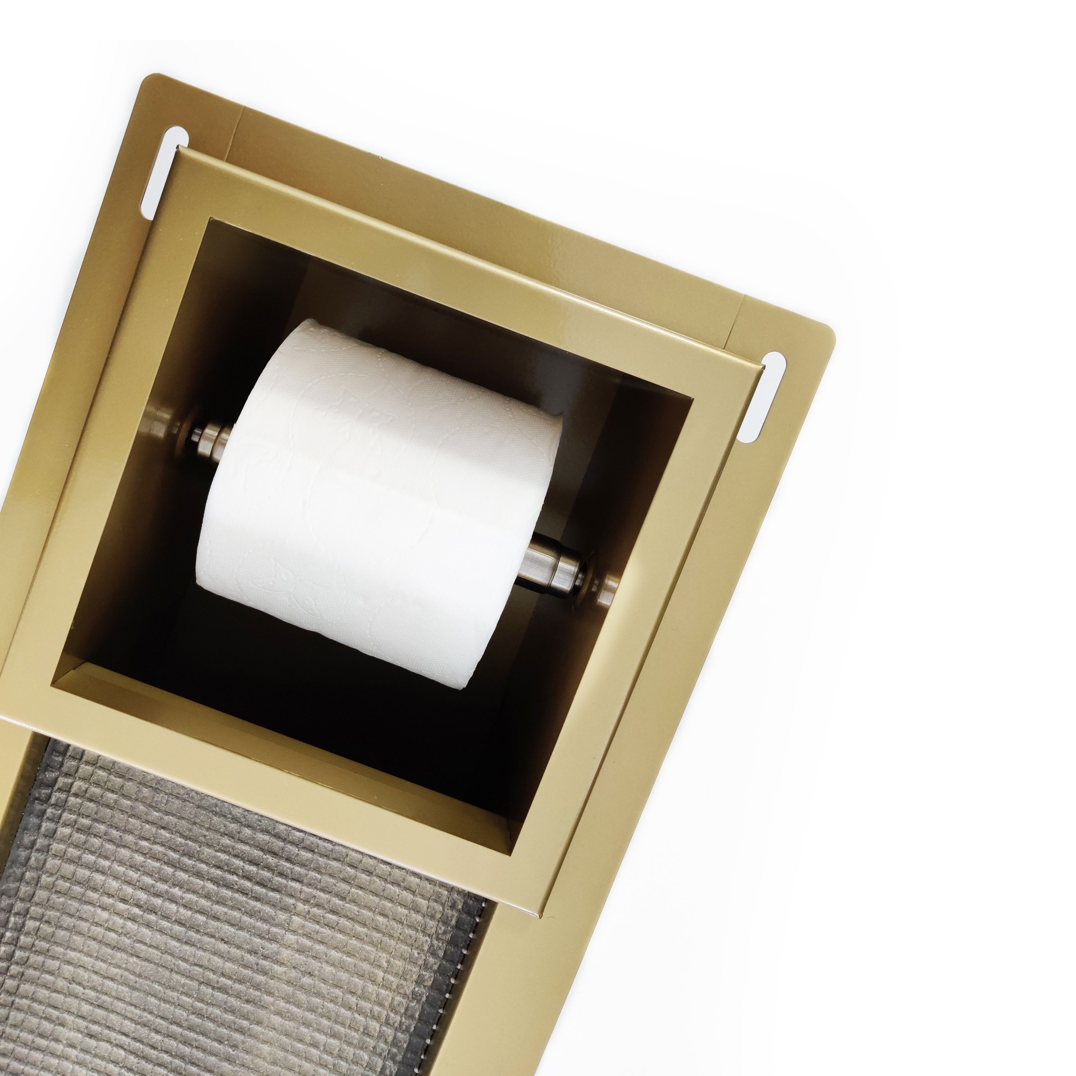 Mueller mat gouden inbouw toiletrolhouder met reserverol houder
