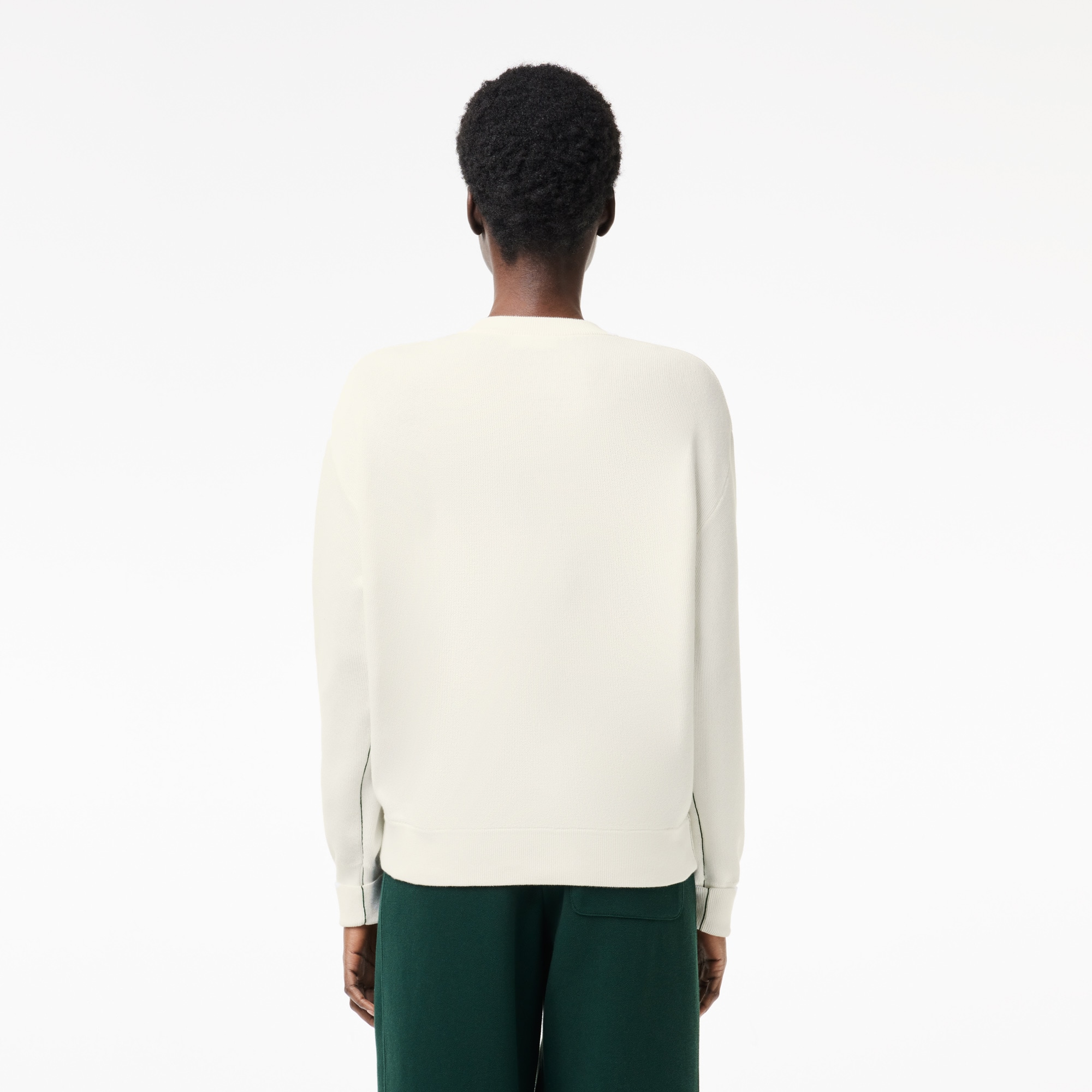Pull col V femme Lacoste en coton biologique Pullovers - Blanc - Lacoste - Femme