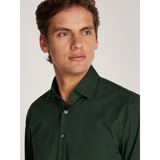 Calvin Klein Poplin Stretch Slim Skjorte, Midnight Forest, 45