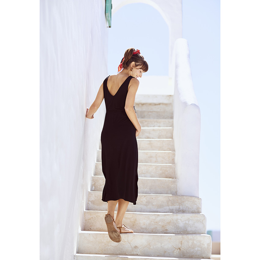 Robe longue à bretelles pour femme