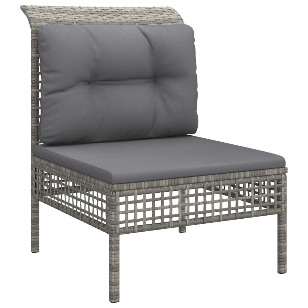 Salon de jardin meuble d'extérieur ensemble de mobilier 12 pièces avec coussins gris résine tressée