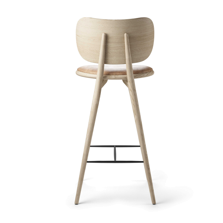 Mater Design High Stool barkruk met rugleuning 74 naturel eiken/leer