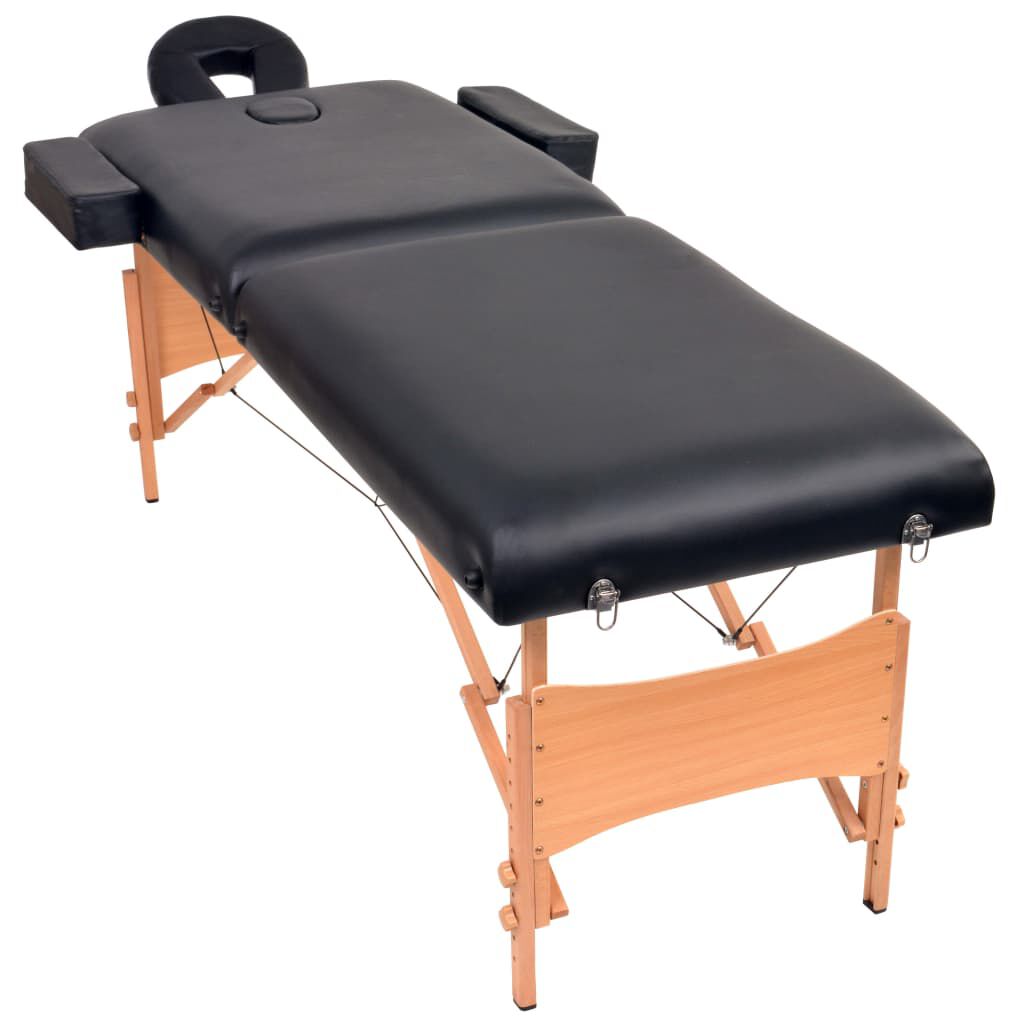 vidaXL Opvouwbare massagetafel 10 cm dik 2-zones zwart