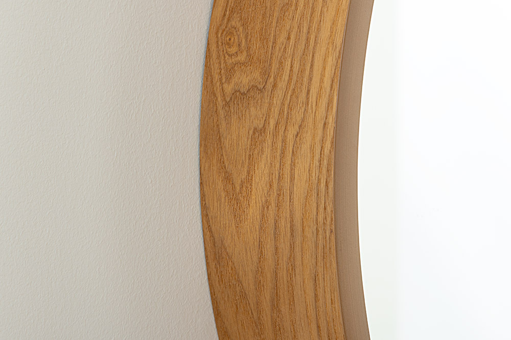 Runder Wandspiegel PORTRAIT 70cm natur Echtholzfurnier in Eichenholz-Design