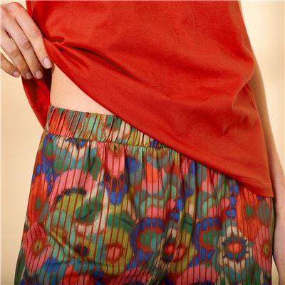 Pyjama short femme fleuri