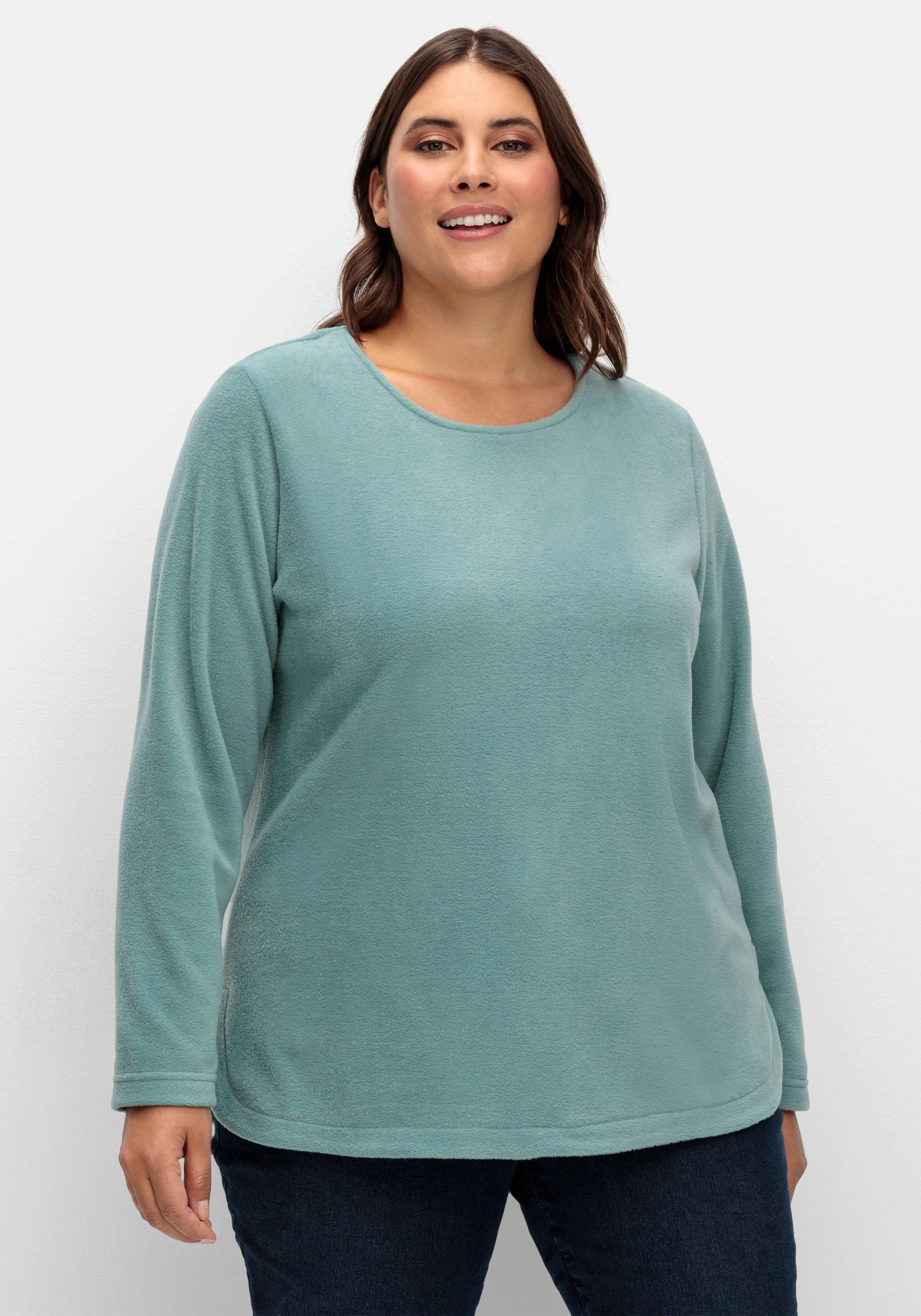 Fleeceshirt mit abgerundetem Saum