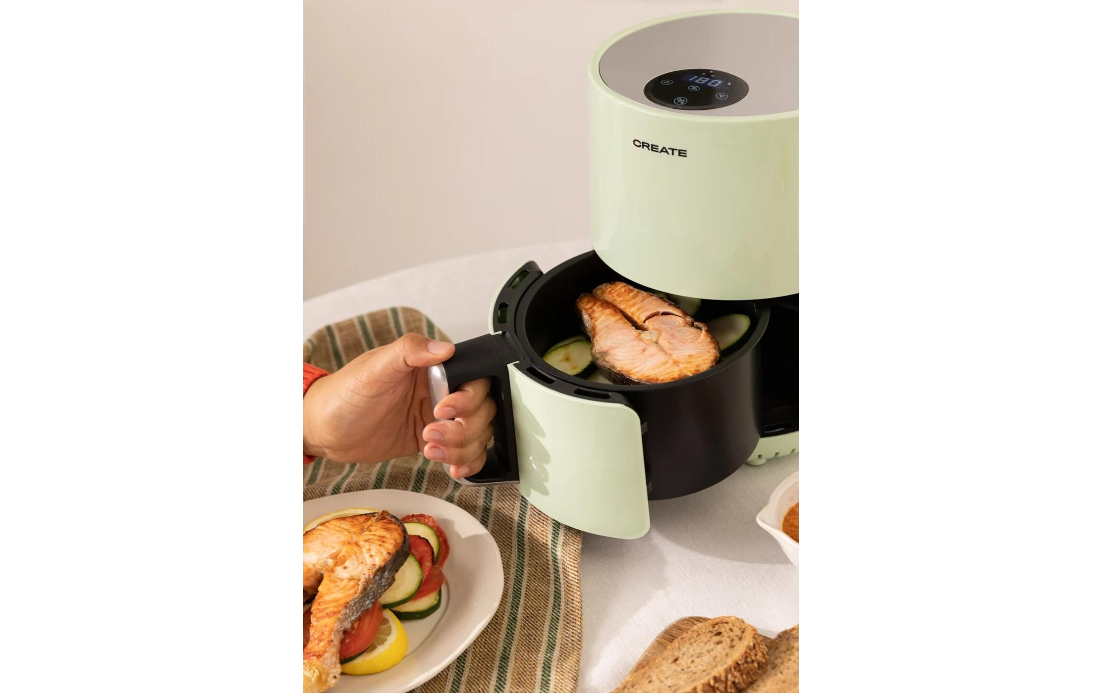 Fritteuse Air Fryer Pastelgrün 1.5 lKompakter Air Fryer für fettarmes Frittieren und Backen