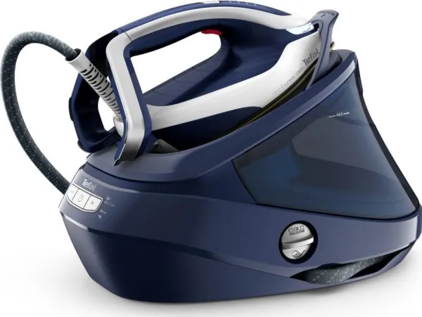 Tefal Pro Express Vision GV9812E0 - Dampstrygejern med automatisk afbrydelse - såleplade: Durilium AirGlide Autoclean - 3000 W - kjoleblå/hvid