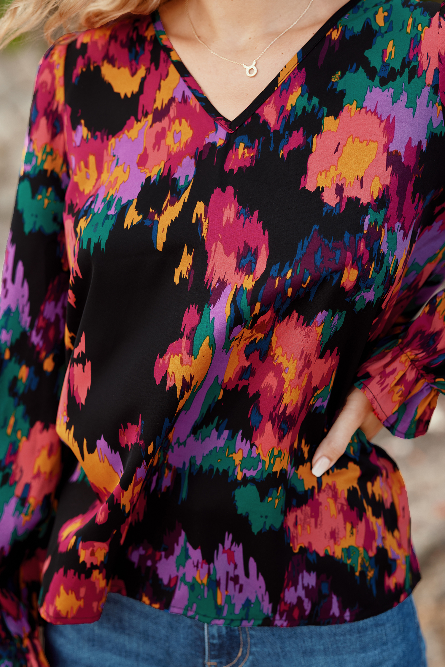 Blouse à motif aquarelle abstrait