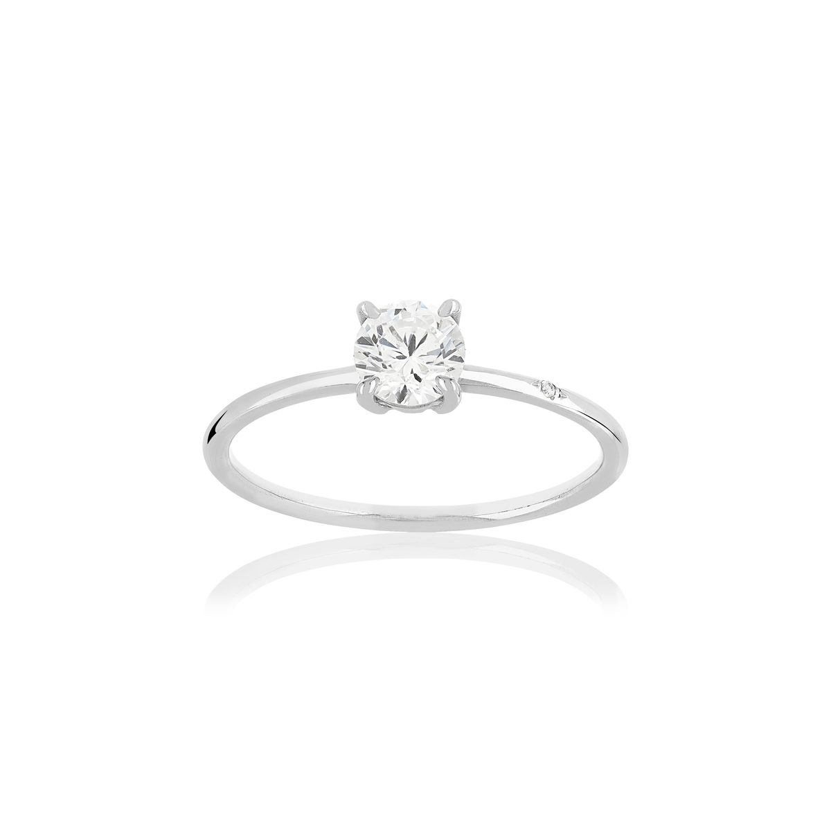 Bague or 375 blanc zirconia blanc