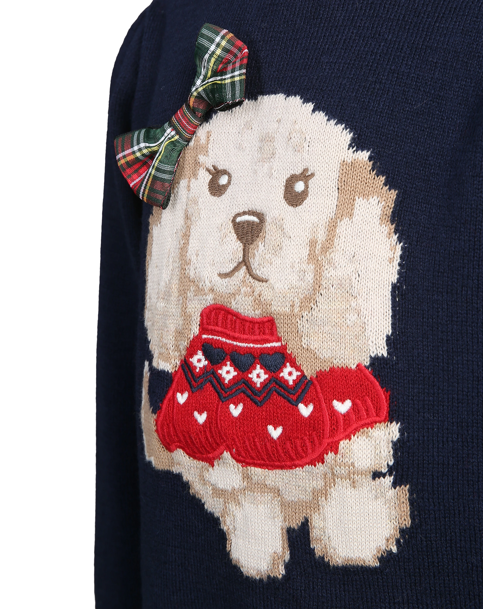 Strickpullover FESTIVE DOG in dark navy