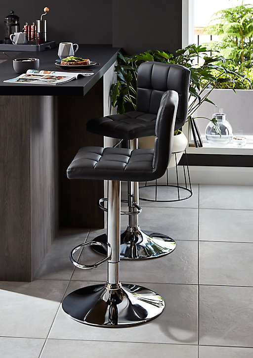 Tabouret de bar Cooke & Lewis Lagan noir, lot de 2