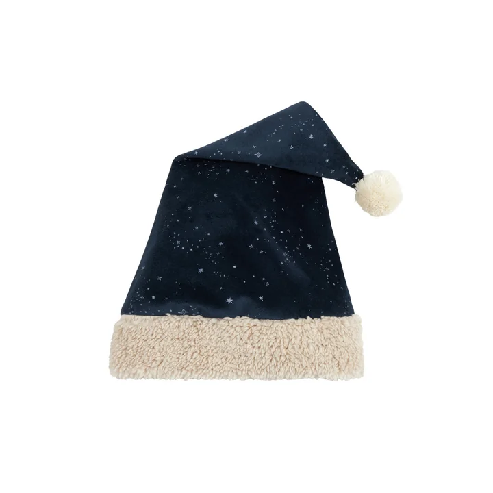 Nobodinoz - Weihnachtsmütze für Kinder aus Samt, night blue silver milky way